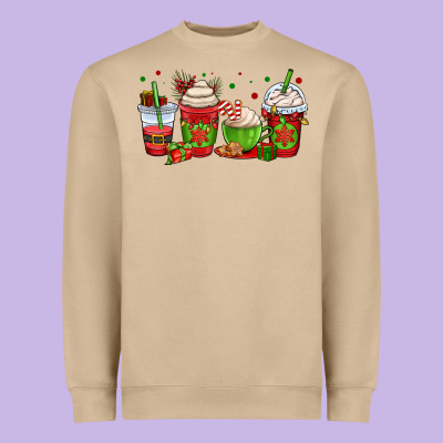 Christmas Coffee Cups Heavyweight Sweatshirt Designed By Oliviacreatesart