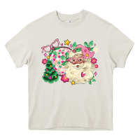 Cream pink santa and disco ball with christmas tree Heavy Core Tee - MaliasSmallBusiness