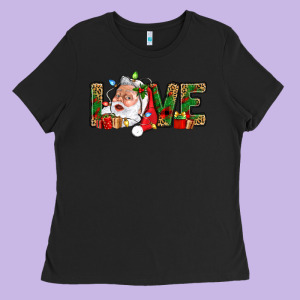 Love And Santa With Gift Boxes Ladies Tee Designed By Bundleandbundleshop