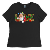Black Love And Santa With Gift Boxes Ladies Tee - BundleAndBundleShop