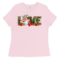 Bubblegum Pink Love And Santa With Gift Boxes Ladies Tee - BundleAndBundleShop