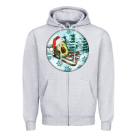 Heather Grey Slide Avocado Zipper Hoodie - FaDigitalArtStudio