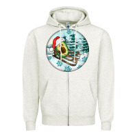Oatmeal Heather Slide Avocado Zipper Hoodie - FaDigitalArtStudio