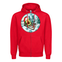 Red Slide Avocado Zipper Hoodie - FaDigitalArtStudio