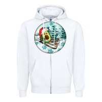 White Slide Avocado Zipper Hoodie - FaDigitalArtStudio