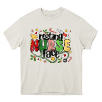 Cream resting nurse face Heavy Core Tee - MaliasSmallBusiness