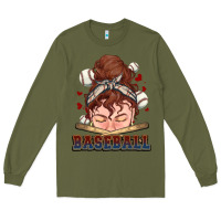 Army Green Messy bun Baseball Long Sleeve Tee - HowdyJamesFarm