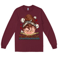 Burgundy Messy bun Baseball Long Sleeve Tee - HowdyJamesFarm