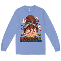 Colony Blue Messy bun Baseball Long Sleeve Tee - HowdyJamesFarm