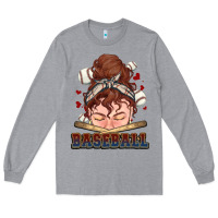 Heather Grey Messy bun Baseball Long Sleeve Tee - HowdyJamesFarm