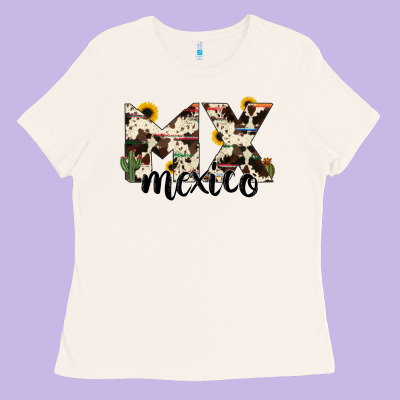 Mexico State Cowhide Serape Cactus Ladies Tee Designed By Ranaportraitstore