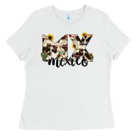 White mexico state cowhide serape cactus Ladies Tee - RanaPortraitStore
