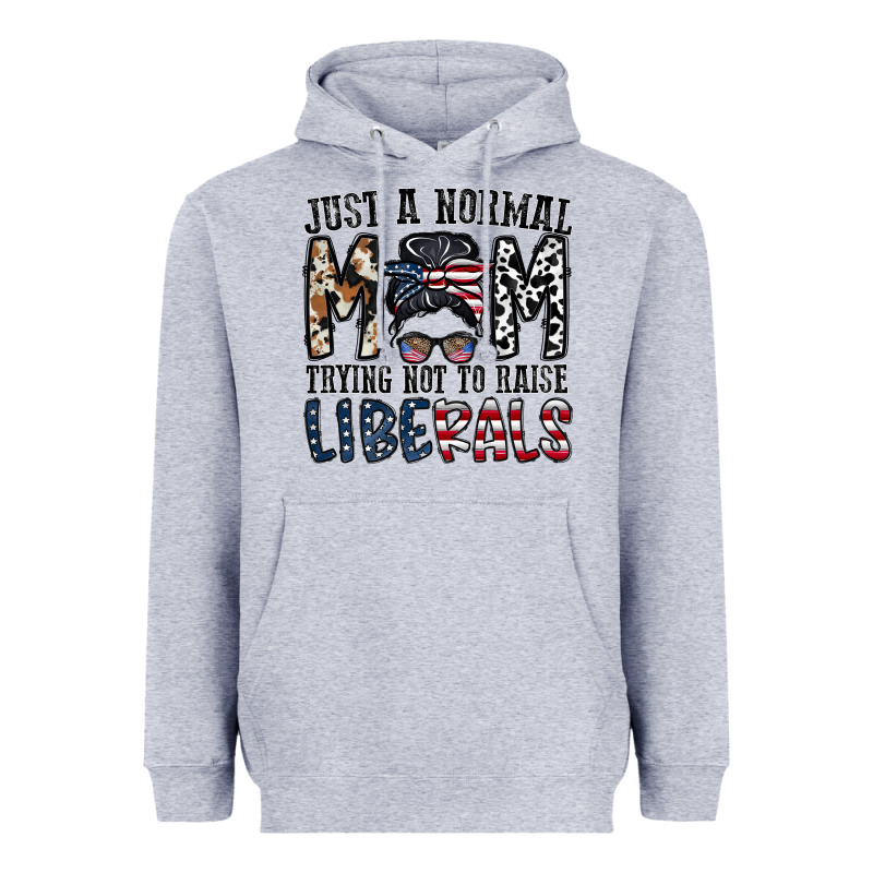 Just A Regular Mom Trying Not To Raise Liberals Heavyweight Hoodie by CowhideDigitalArt | Teevron
