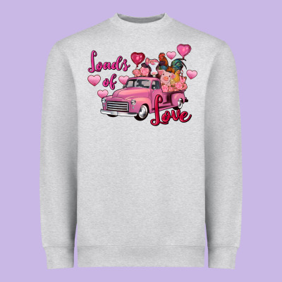 Loads Of Love Valentine's Day Farm Truck Heavyweight Sweatshirt Designed By Fadigitalartstudio