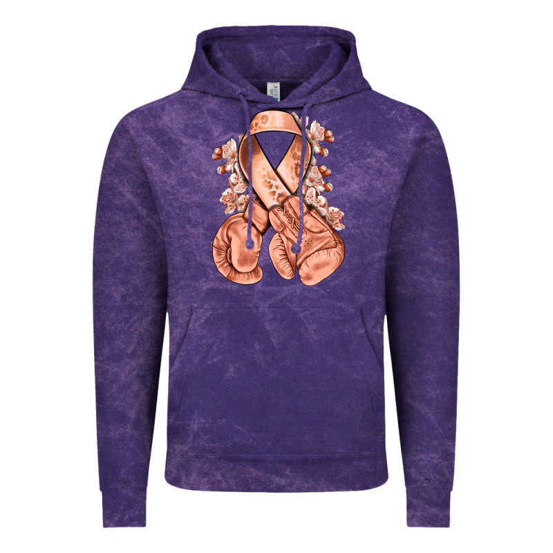 Uterine Cancer Peach Ribbon With Boxing Gloves Vintage Hoodie by NancyCooperArtShop | Teevron