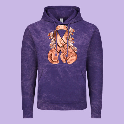 Uterine Cancer Peach Ribbon With Boxing Gloves Vintage Hoodie Designed By Nancycooperartshop