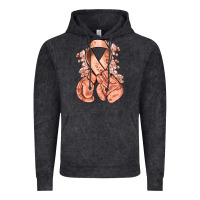 Vintage Black Uterine Cancer peach ribbon with boxing gloves Vintage Hoodie - NancyCooperArtShop