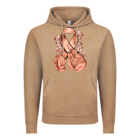 Vintage Coffee Uterine Cancer peach ribbon with boxing gloves Vintage Hoodie - NancyCooperArtShop