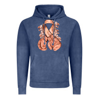 Vintage Denim Uterine Cancer peach ribbon with boxing gloves Vintage Hoodie - NancyCooperArtShop