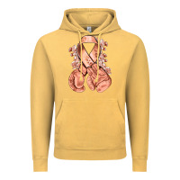 Vintage Mustard Uterine Cancer peach ribbon with boxing gloves Vintage Hoodie - NancyCooperArtShop
