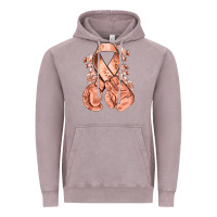 Vintage Zinc Uterine Cancer peach ribbon with boxing gloves Vintage Hoodie - NancyCooperArtShop