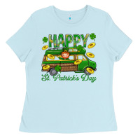 Baby Blue Happy St. Patricks Day Ladies Tee - BundleAndBundleShop