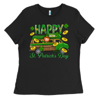 Black Happy St. Patricks Day Ladies Tee - BundleAndBundleShop