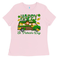 Bubblegum Pink Happy St. Patricks Day Ladies Tee - BundleAndBundleShop