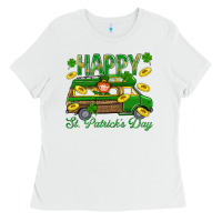 White Happy St. Patricks Day Ladies Tee - BundleAndBundleShop