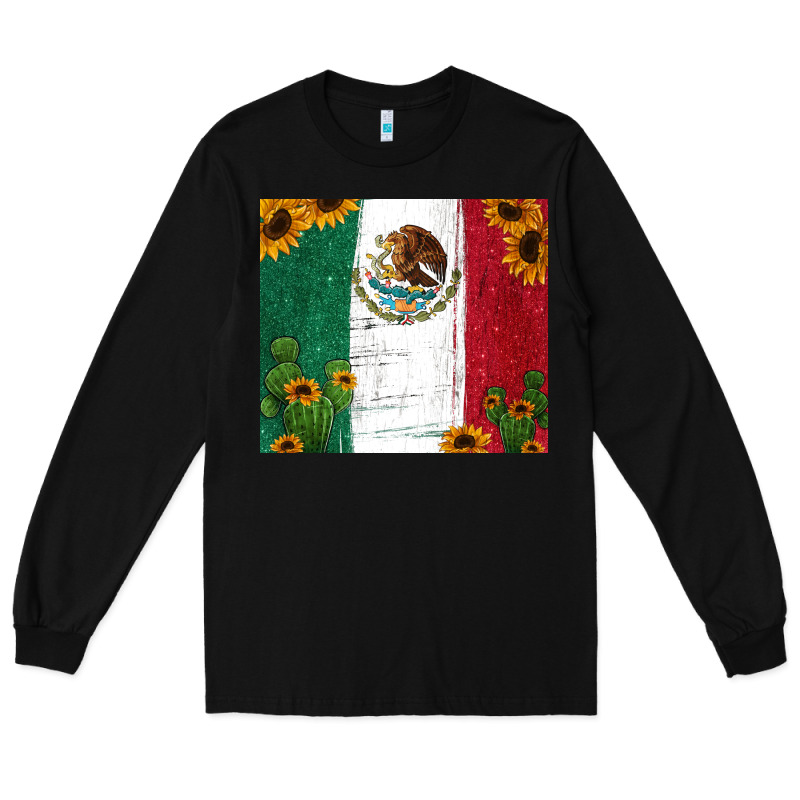 Cactus Sunflower Mexican Flag Z Long Sleeve Tee by Jasminsmagicworld | Teevron
