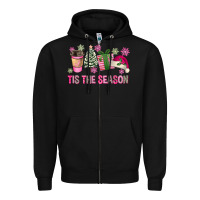 Black Pink Christmas Tis The Season Zipper Hoodie - FaDigitalArtStudio