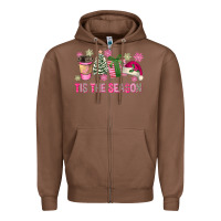 Chestnut Pink Christmas Tis The Season Zipper Hoodie - FaDigitalArtStudio