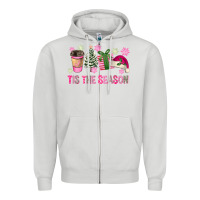Dove Grey Pink Christmas Tis The Season Zipper Hoodie - FaDigitalArtStudio