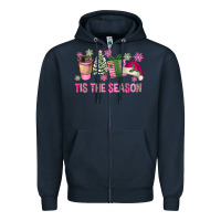 Navy Pink Christmas Tis The Season Zipper Hoodie - FaDigitalArtStudio