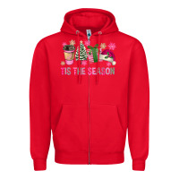 Red Pink Christmas Tis The Season Zipper Hoodie - FaDigitalArtStudio