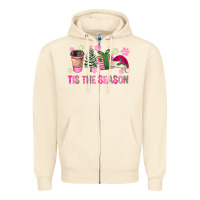 Sandshell Pink Christmas Tis The Season Zipper Hoodie - FaDigitalArtStudio
