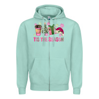 Seafoam Pink Christmas Tis The Season Zipper Hoodie - FaDigitalArtStudio