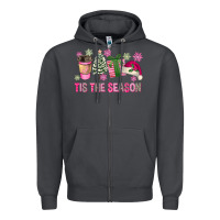 Smoke Pink Christmas Tis The Season Zipper Hoodie - FaDigitalArtStudio