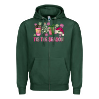 Sports Green Pink Christmas Tis The Season Zipper Hoodie - FaDigitalArtStudio