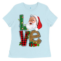 Baby Blue Love With Santa Portrait Ladies Tee - BundleAndBundleShop