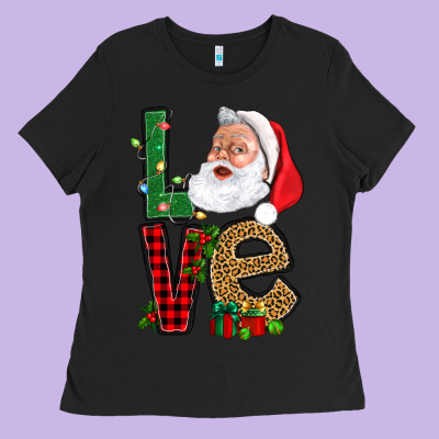 Love With Santa Portrait Ladies Tee Designed By Bundleandbundleshop