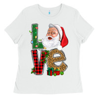 White Love With Santa Portrait Ladies Tee - BundleAndBundleShop