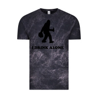 Cloud Black bigfoot sasquatch i drink alone Vintage Tee - artisFamous