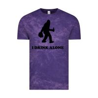 Cloud Purple bigfoot sasquatch i drink alone Vintage Tee - artisFamous