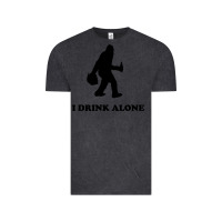 Vintage Black bigfoot sasquatch i drink alone Vintage Tee - artisFamous