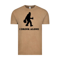 Vintage Coffee bigfoot sasquatch i drink alone Vintage Tee - artisFamous