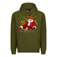 Army Green Feliz Navidad Santa With Cactus Premium Hoodie - BundleAndBundleShop