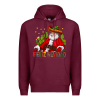 Burgundy Feliz Navidad Santa With Cactus Premium Hoodie - BundleAndBundleShop