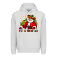 Dove Grey Feliz Navidad Santa With Cactus Premium Hoodie - BundleAndBundleShop