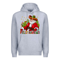 Heather Grey Feliz Navidad Santa With Cactus Premium Hoodie - BundleAndBundleShop